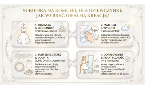 Sukienka na komunię dla dziewczynki — jak wybrać idealną kreację na tę wyjątkową uroczystość? | Jak wybrać idealną sukienkę komunijną